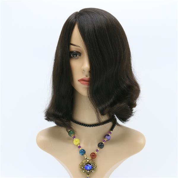 #Natural Black 12“ Wavy Best Human Hair Front Lace Wig