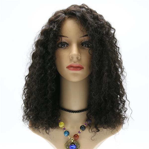 #Natural Black 16“ Deep Wave Best Human Hair Front Lace Wig