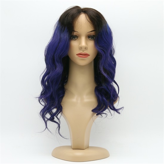 Indian Hair  Lace Front Wigs  1B/Blue Thick End