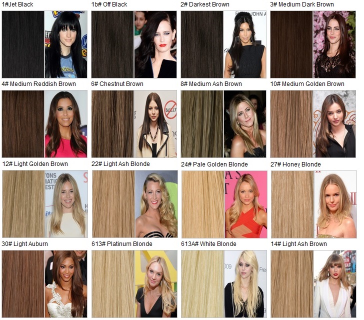 Hair Extensions Color Chart